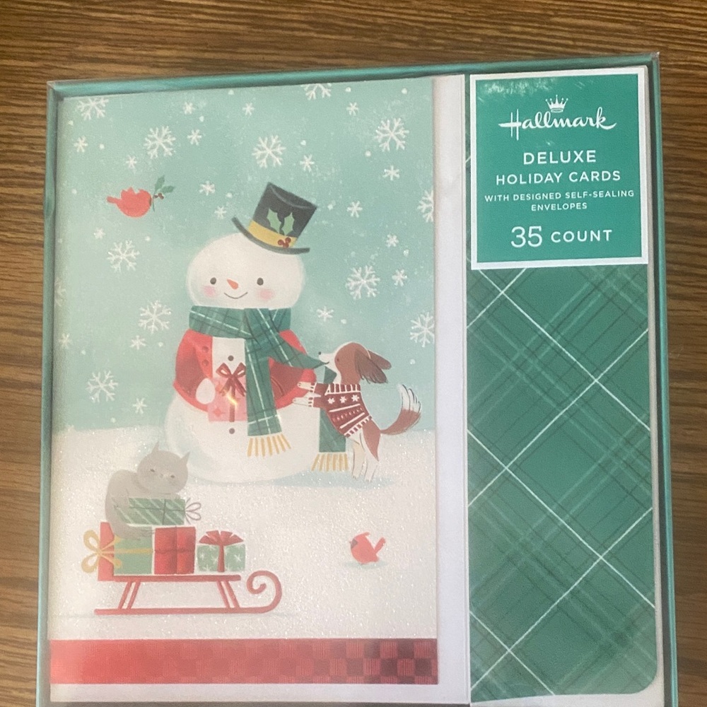 Hallmark Deluxe Holiday Cards - Snowman and Pets Design